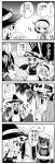  4girls 4koma alice_margatroid choborau_nyopomi comic forest hakurei_reimu highres kinnikuman kirisame_marisa licking licking_hand monochrome multiple_girls nature patchouli_knowledge robin_mask touhou tree 