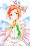  blush dress flower green_eyes headdress hoshizora_rin love_live!_school_idol_poject orange_hair short_hair 