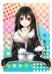  1boy bellezza_felutia black_hair blue_eyes boots felutiahime fur long_hair original red_eyes shirt skirt smile trap 