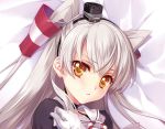  1girl amatsukaze_(kantai_collection) blush brown_eyes carnelian kantai_collection long_hair looking_at_viewer open_mouth silver_hair solo twintails 