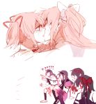  akemi_homura akuma_homura blush bow closed_eyes gaijin_4koma goddess_madoka hair_bow hair_ribbon hanyae kaname_madoka kiss long_hair mahou_shoujo_madoka_magica multiple_persona pink_eyes pink_hair ribbon selfcest short_twintails sketch twintails yuri 