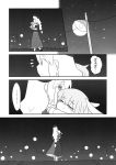  animal_ears child comic highres koyama_shigeru lights monochrome multiple_girls night rabbit_ears reisen_udongein_inaba runny_nose sky star_(sky) starry_sky tears touhou yagokoro_eirin younger 