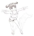  1girl chikyuu_no_houkago monochrome sandals short_hair shorts sketch solo yoshitomi_akihito 