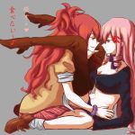  2girls akuma_no_riddle inukai_isuke long_hair multiple_girls nyasa pink_hair redhead sagae_haruki school_uniform skirt 