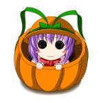  @_@ alternate_costume black_eyes chibi halloween hat ichimi nagae_iku pumpkin purple_hair touhou 