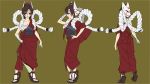  alternate_costume breasts brown_eyes brown_hair character_sheet fox_mask hirabaru_kenji japanese_clothes kimono mask meiko sarashi short_hair simple_background smile turnaround vocaloid 