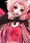  highres horns mirre original pink_eyes pink_hair ribbon solo twintails zipper 