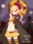  bare_shoulders blonde_hair bloomers brown_eyes elbow_gloves gloves halloween harano heart jack-o'-lantern jack-o-lantern long_hair midriff navel original pumpkin solo striped striped_legwear striped_thighhighs thigh-highs thighhighs zettai_ryouiki 