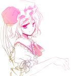  bust gradient hands light_smile monochrome motomiya_mitsuki pink remilia_scarlet sketch smile touhou 