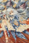  chinako cross doll_joints long_hair nib_pen_(medium) red_eyes rozen_maiden silver_hair single_shoe solo suigintou traditional_media watercolor_(medium) 