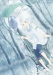  forest frost ice leaf_umbrella nature red_eyes white_hair yue_natsuki 