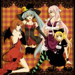  :p animal_ears aqua_eyes aqua_hair bandage bandages bat_wings blonde_hair brown_eyes brown_hair cat_ears crossed_legs dress elbow_gloves eyepatch gloves hair_ornament hair_ribbon hairclip halloween hat hatsune_miku kagamine_rin long_hair megurine_luka meiko multiple_girls open_mouth pink_hair red_dress ribbon short_hair sitting smile striped striped_legwear striped_thighhighs tail thigh-highs thighhighs tongue twintails very_long_hair vocaloid wings witch_hat yoi zettai_ryouiki 