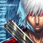  dante devil_may_cry ebony_&amp;_ivory gun red_eyes silver_hair solo weapon 