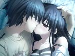  couple game_cg highres kanekiyo_miwa kiss natsu_no_ame segawa_rikako strap_slip tears 