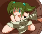 breasts bucket cleavage green_eyes green_hair hakiha hakika in_bucket in_container kisume solo touhou twintails 