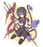  black_legwear black_thighhighs dress houjuu_nue mochiki polearm red_eyes short_hair snake solo thigh-highs thighhighs touhou trident weapon wings 