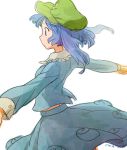  1girl back blue_hair hat iwamoto_james kawashiro_nitori outstretched_arms short_hair sketch solo spread_arms touhou twintails 