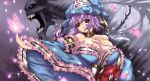  breasts butterfly chaotic-unknown cleavage collar hat huge_breasts japanese_clothes juuni_chacha monster pink_hair red_eyes saigyouji_yuyuko skeleton solo touhou 