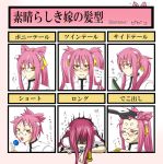  angry animal_ears blazblue candy cat_ears forehead fourth_wall glasses hakumen highres kokonoe kokonoe_(blazblue) lollipop long_hair pibiko pink_hair ponytail ribbon short_hair side_ponytail twintails 