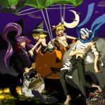  bandages barefoot bat broom candy collar halloween hat highres kagamine_len kagamine_rin kaito kamui_gakupo pumpkin tail vampire vocaloid witch_hat wolf_ears wolf_tail 