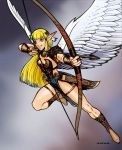  angel_wings arrows blonde_hair bow pointy_ears yellow_eyes 