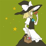  basket blonde_hair flat_color hat kintaro kirisame_marisa mushroom profile solo star touhou witch_hat 
