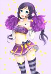  cheerleader gloves green_eyes headphones long_hair love_live!_school_idol_project low_twintails pompoms purple_hair skirt smile star toujou_nozomi twintails wink 
