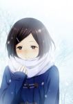  1girl black_hair breath character_request hyouka red_eyes rito453 scarf short_hair 