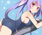  1girl 9law blue_hair highres i-19_(kantai_collection) kantai_collection long_hair lying on_stomach personification red_eyes school_swimsuit swimsuit torpedo twintails 