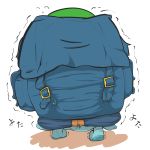  1girl backpack bag boots carrying flying_sweatdrops inunoko. kawashiro_nitori oversized_object rubber_boots solo touhou trembling 