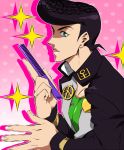  1boy black_hair comb gakuran green_eyes higashikata_jousuke hokuto_shun jojo_no_kimyou_na_bouken pompadour school_uniform solo 