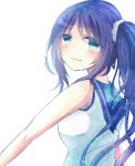  1girl blue_eyes blue_hair hiradaira_chisaki kakyoxx long_hair nagi_no_asukara sailor_dress school_uniform serafuku side_ponytail tears 