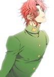  1boy androgynous earrings fujimura_(marina) gakuran green_eyes jewelry jojo_no_kimyou_na_bouken kakyouin_noriaki redhead school_uniform solo 