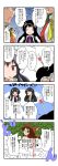  4koma 6+girls :3 animal_ears arrow black_hair bow braid brown_eyes brown_hair business_suit censored chinese_clothes comic cosplay floral_print flower futatsuiwa_mamizou glasses green_hair hair_bow hieda_no_akyuu highres hijiri_byakuren_(cosplay) houraisan_kaguya ibaraki_kasen_(cosplay) izayoi_sakuya kazami_yuuka_(cosplay) key kochiya_sanae long_hair maid_headdress mikazuki_neko multiple_girls necktie nude panties pantyshot rabbit_ears red_eyes reisen_udongein_inaba shameimaru_aya_(cosplay) short_hair silver_hair sunflower tagme tongue tongue_out top-down_bottom-up touhou translation_request tsukumo_yatsuhashi_(cosplay) twin_braids underwear 