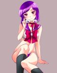  1girl bishoujo_senshi_sailor_moon genderswap glasses gundam gundam_00 mytyl purple_hair red_eyes sailor_moon_narikiri_bra_set short_hair sitting tieria_erde 