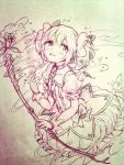  1girl bow bubble_skirt choker flower gloves hair_bow kaname_madoka magical_girl mahou_shoujo_madoka_magica rose short_hair short_twintails sketch tamae_(jungetsu_fukou) traditional_media twintails 