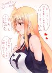  1girl akitsuchi_shien bare_shoulders blonde_hair breasts brown_eyes fate_testarossa large_breasts long_hair lyrical_nanoha mahou_shoujo_lyrical_nanoha_strikers smile solo translation_request 