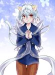  1girl animal_ears butterfly cat_ears cat_tail hunter_x_hunter long_sleeves nefelpitou red_eyes short_hair shorts silver_hair solo tail 