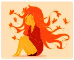  1girl adventure_time blush_stickers butterfly fire flame_princess forehead_jewel long_hair long_sleeves red_eyes solo sweater 