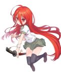  1girl long_hair masurao_(6922) red_eyes redhead school_uniform serafuku shakugan_no_shana shana sword thigh-highs weapon 