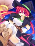  1girl female hat long_hair original red_eyes redhead roshin solo thigh-highs witch_hat 
