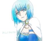  1girl blue_eyes blue_hair cape crying hair_ornament hairclip looking_at_viewer magical_girl mahou_shoujo_madoka_magica miki_sayaka portrait short_hair simple_background solo white_background 