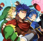  azkn blonde_hair blue_eyes blue_hair cape crossed_arms earrings fire_emblem fire_emblem:_akatsuki_no_megami fire_emblem:_fuuin_no_tsurugi fire_emblem:_mystery_of_the_emblem gloves hat headband hug ike jewelry kirby kirby_(series) link marth nintendo one_eye_closed pointy_ears redhead roy smile super_smash_bros. the_legend_of_zelda tiara toon_link wind_waker wink 