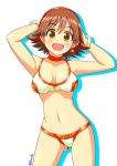  1girl bikini bococho brown_hair hairband honda_mio idolmaster idolmaster_cinderella_girls short_hair swimsuit yellow_eyes 