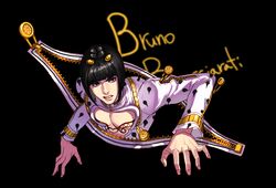  1boy black_hair bob_cut bruno_bucciarati jojo_no_kimyou_na_bouken sobi_(dnenqkswja) solo violet_eyes zipper 