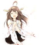  1girl brown_hair hands_on_own_chest highres kantai_collection kongou_(kantai_collection) michibata5656 nontraditional_miko personification smile tears 