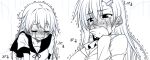  2girls crying kantai_collection monochrome multiple_girls personification suzuya_(kantai_collection) tears ushio_(kantai_collection) yua_(checkmate) 