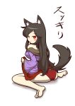  1girl absurdres animal_ears ass blush brown_hair highres imaizumi_kagerou long_hair panties red_eyes red_panties shoulder skirt smile solo tail touhou underwear wolf_ears wolf_tail zannen_na_hito 
