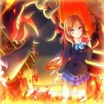  1girl blazer fire groudon highres love_live! love_live!_school_idol_project nishikino_maki poke_ball pokemon pokemon_(creature) pokemon_oras skirt 