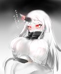  1girl breasts highres horn kantai_collection red_eyes seaport_hime shinkaisei-kan white_hair 
